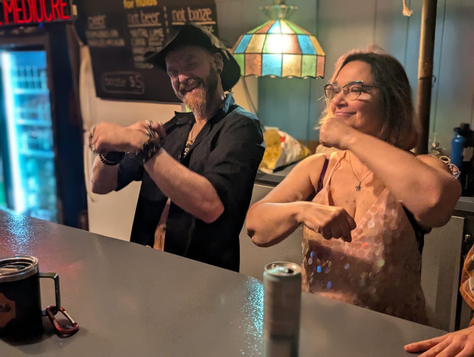 Bartenders doing a dance