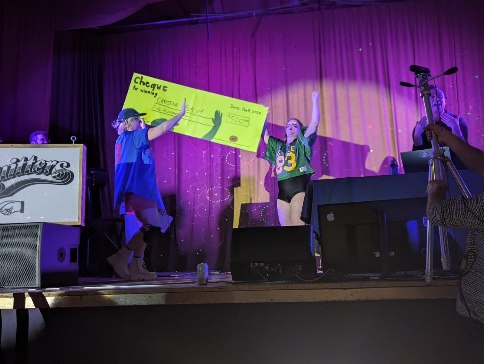 Novelty check delivered to winner